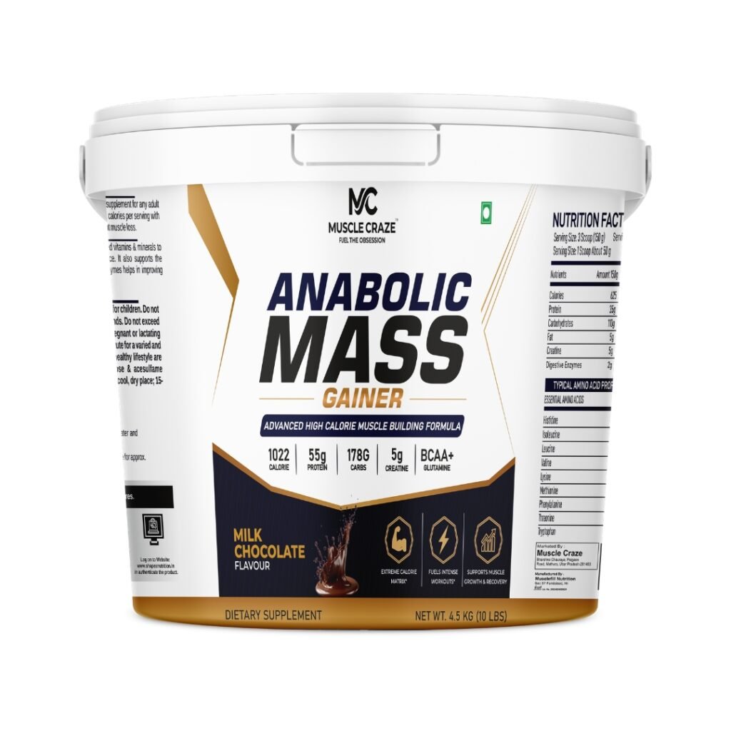 Muscle Craze Anabolic Mass Gainer 10 lbs (4.5kg) Milk Chocolate